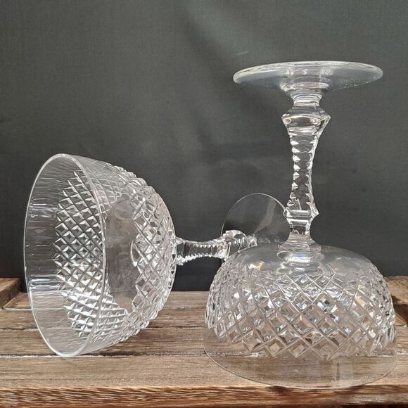 Vintage PARMA by Josair Diamond Cut Stemware Champagne Sherbet Glasses - Picture 12 of 14